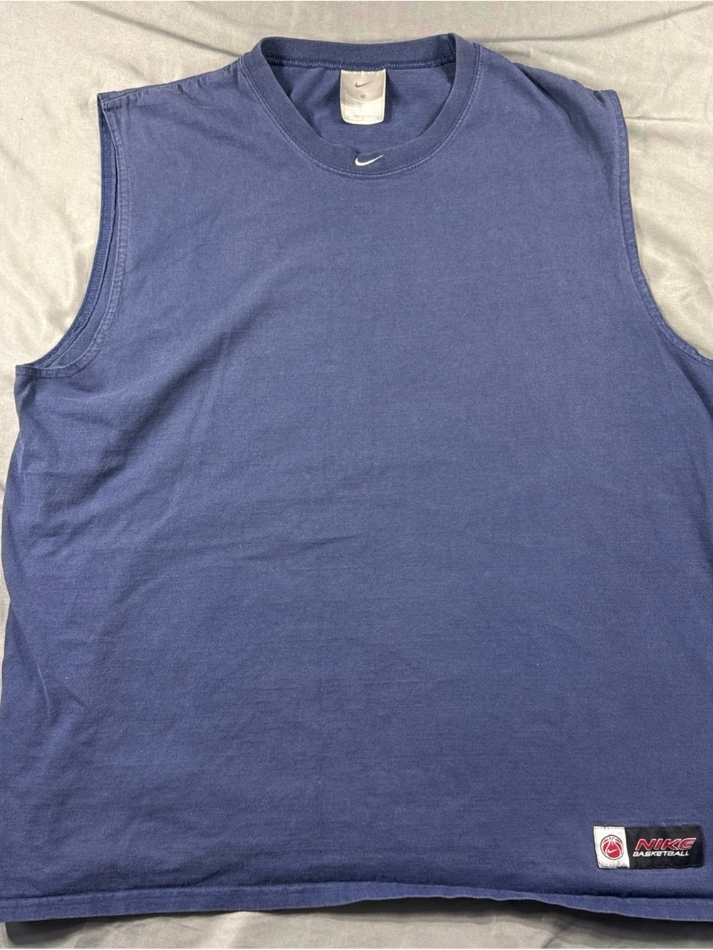 Nike Men's Navy Blue Sleeveless Tank Top with Small Swoosh